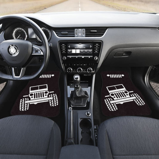 Jeep Offroad Wobble White Black Car Floor Mats Custom 2 211001 - YourCarButBetter
