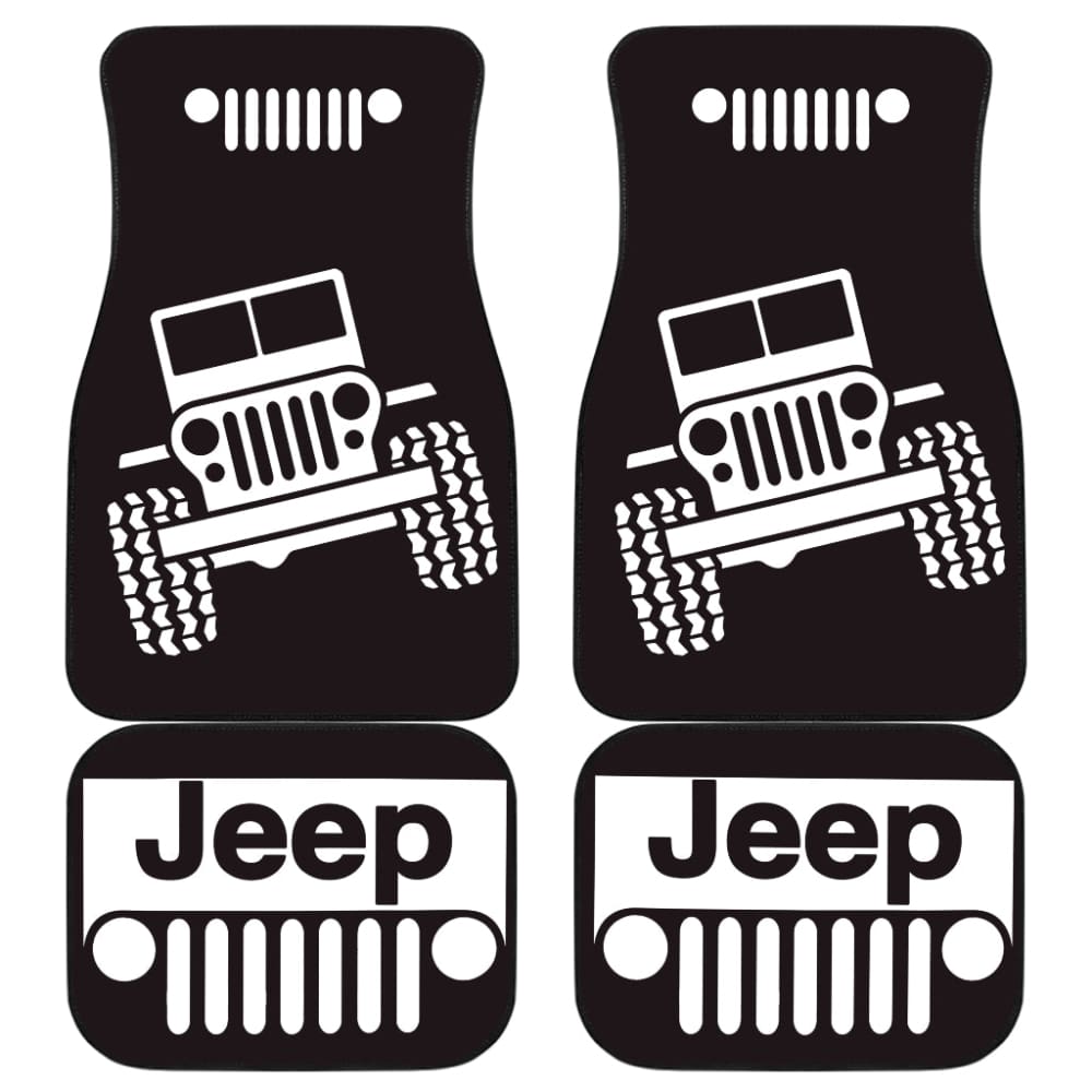 Jeep Offroad Wobble White Black Car Floor Mats Custom 2 211001 - YourCarButBetter