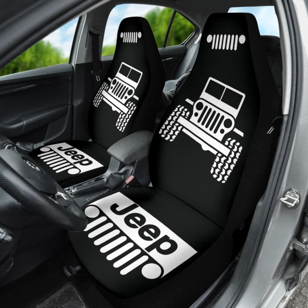 Jeep Offroad Wobble White Black Car Seat Covers Custom 1 211001 - YourCarButBetter