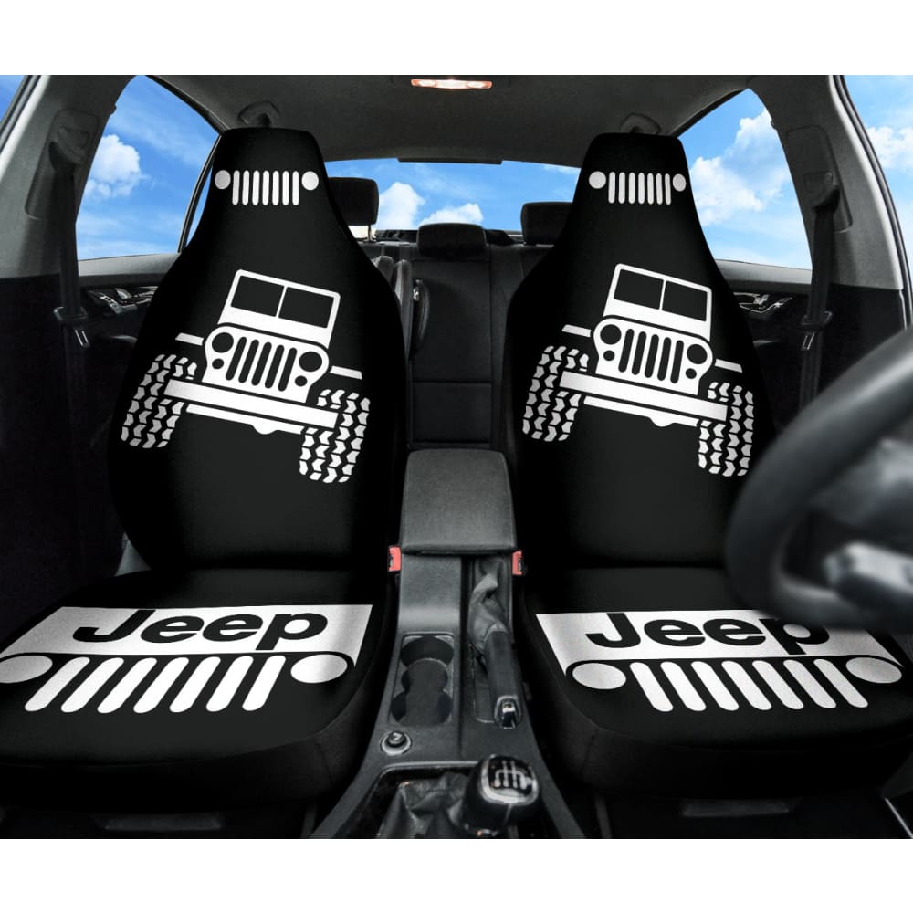 Jeep Offroad Wobble White Black Car Seat Covers Custom 1 211001 - YourCarButBetter