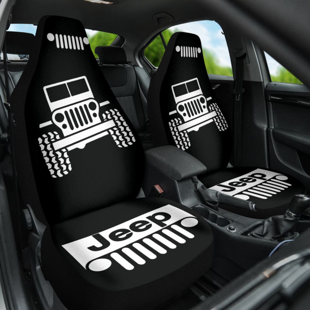 Jeep Offroad Wobble White Black Car Seat Covers Custom 2 211001 - YourCarButBetter