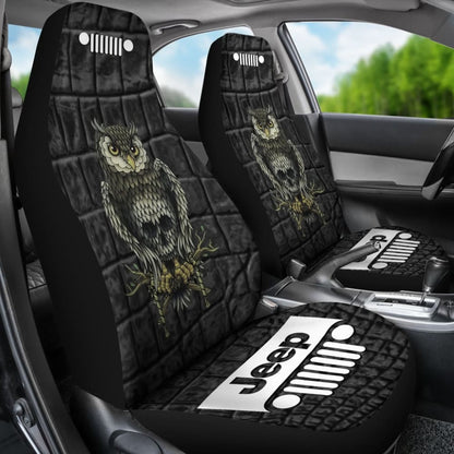 Jeep Seat Cover - Alligator Black - Owl Skull 101819 - YourCarButBetter