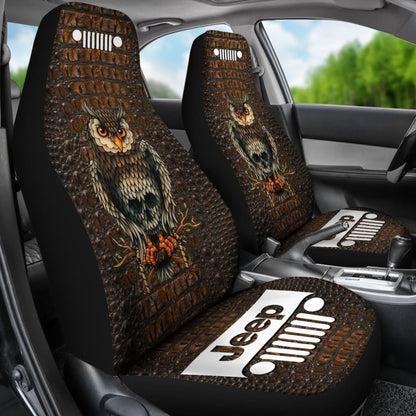 Jeep Seat Cover - Alligator Brown - Owl Skull 101819 - YourCarButBetter