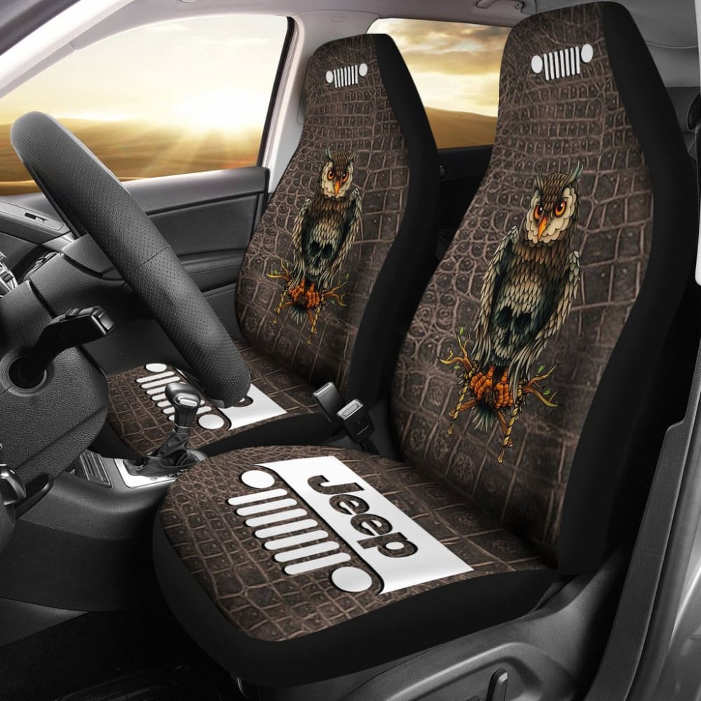 Jeep Seat Cover - Alligator Owl Skull 101819 - YourCarButBetter