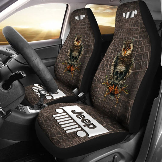 Jeep Seat Cover - Alligator Owl Skull 101819 - YourCarButBetter