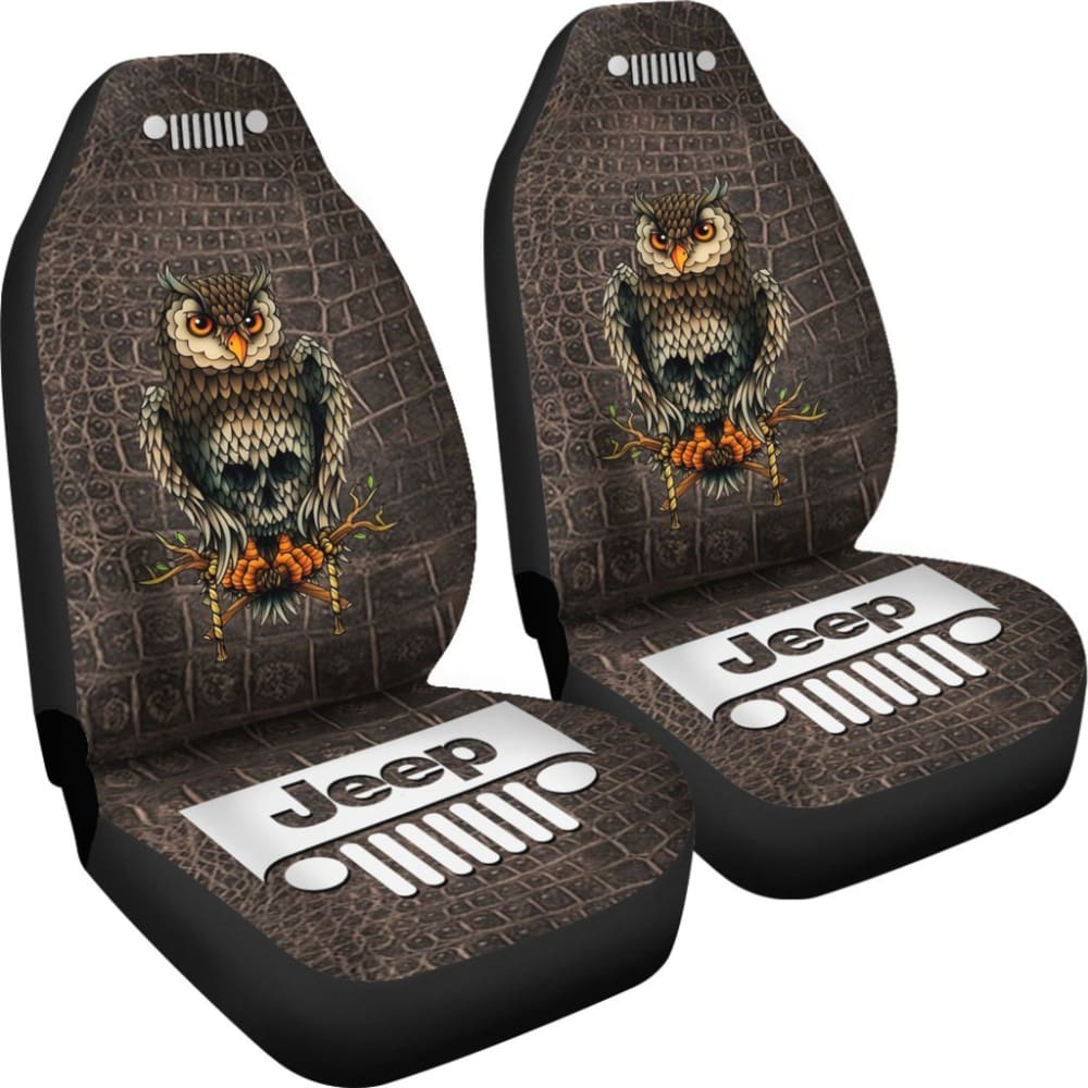 Jeep Seat Cover - Alligator Owl Skull 101819 - YourCarButBetter