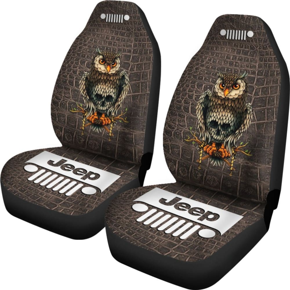 Jeep Seat Cover - Alligator Owl Skull 101819 - YourCarButBetter