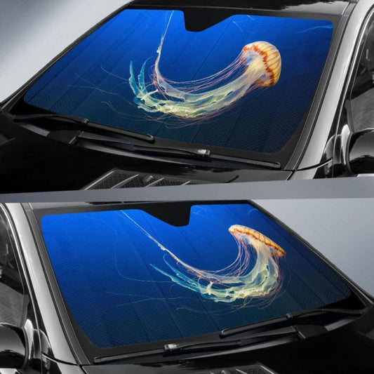 Jellyfish Underwater Aquarium Blue 4K 8K Car Sun Shade 182102 - YourCarButBetter
