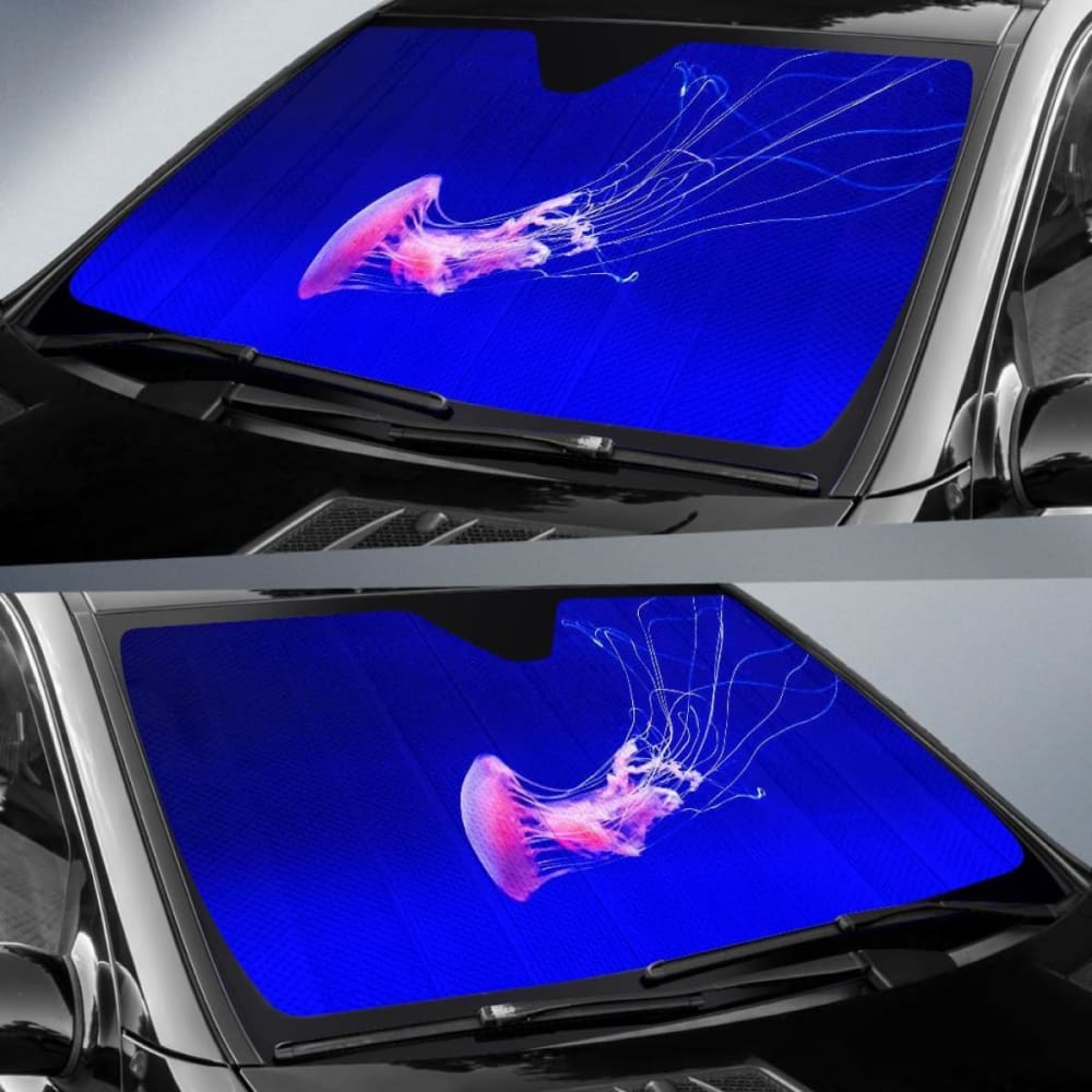 Jellyfish Underwater Blue Aqua Hd Car Sun Shade 182102 - YourCarButBetter
