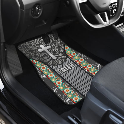 Jesus Cross And Faith Custom Grey Themed Car Floor Mats 211305 - YourCarButBetter