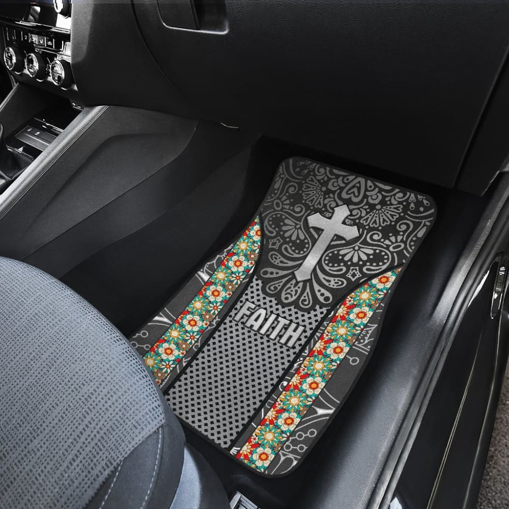 Jesus Cross And Faith Custom Grey Themed Car Floor Mats 211305 - YourCarButBetter
