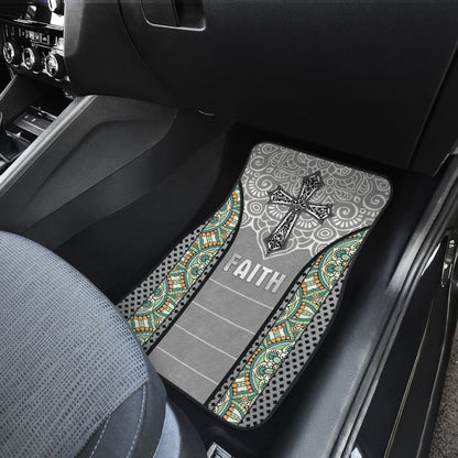 Jesus Cross And Faith Custom Mandala Flower Car Floor Mats 211305 - YourCarButBetter