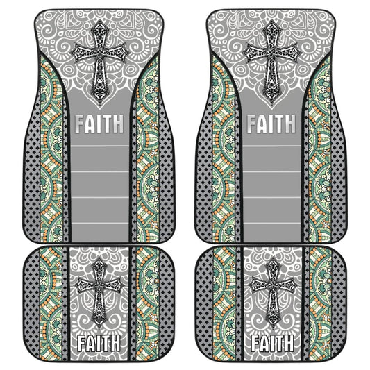 Jesus Cross And Faith Custom Mandala Flower Car Floor Mats 211305 - YourCarButBetter
