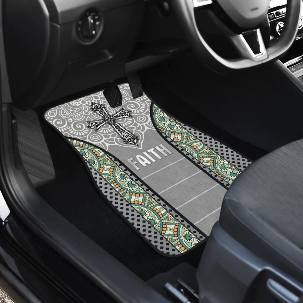 Jesus Cross And Faith Custom Mandala Flower Car Floor Mats 211305 - YourCarButBetter