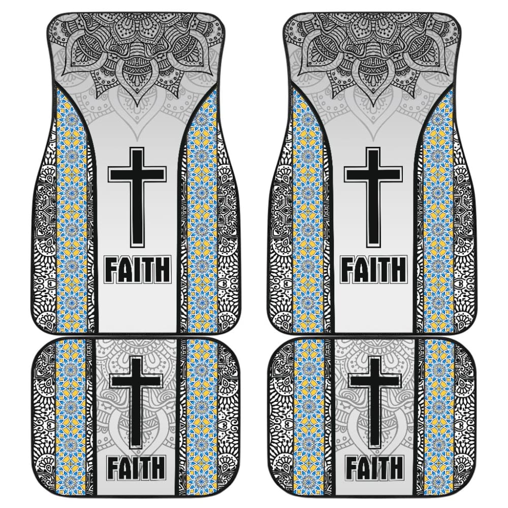 Jesus Cross And Faith Custom Mandala Flower Geometric Car Floor Mats 211305 - YourCarButBetter