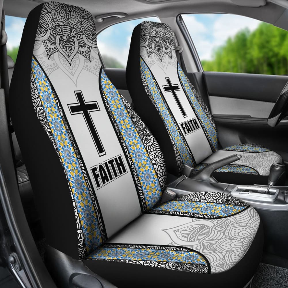 Jesus Cross And Faith Custom Mandala Flower Geometric Car Seat Covers 211305 - YourCarButBetter