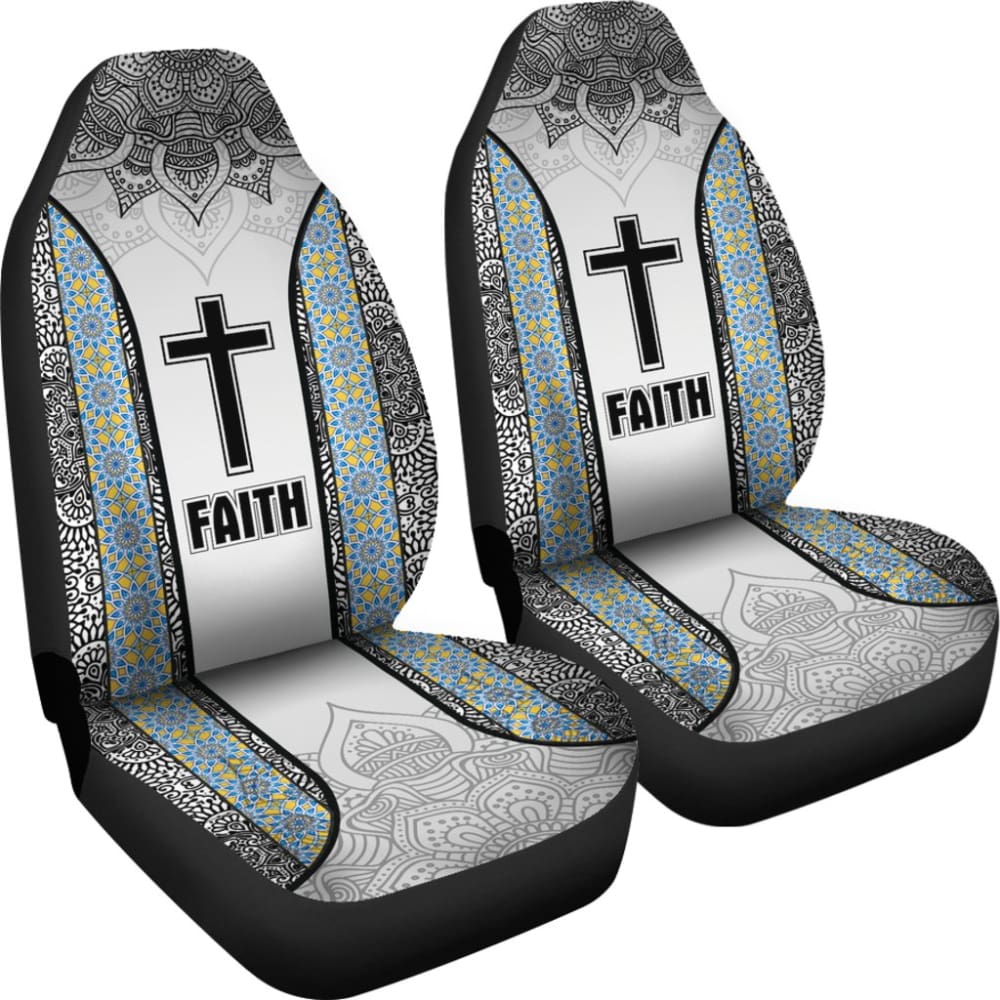 Jesus Cross And Faith Custom Mandala Flower Geometric Car Seat Covers 211305 - YourCarButBetter