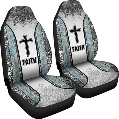 Jesus Cross And Faith Custom Mandala Flower Geometric Car Seat Covers 211305 - YourCarButBetter