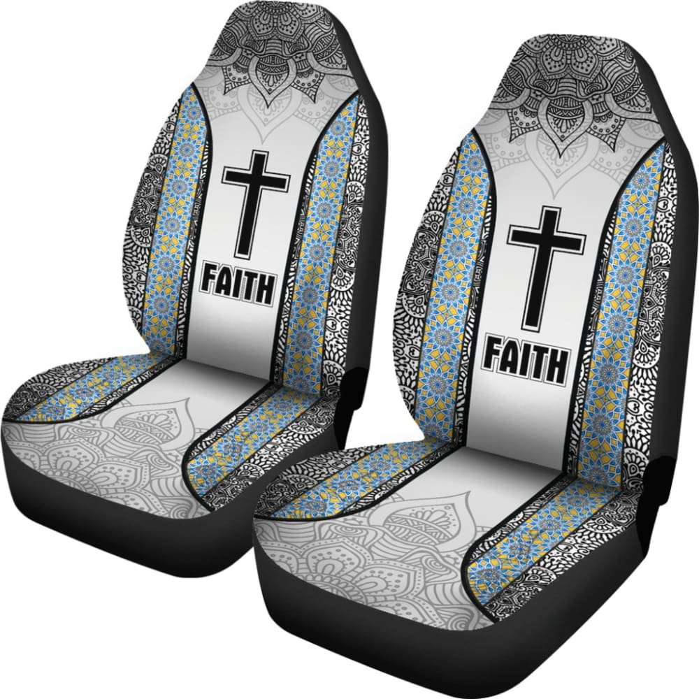 Jesus Cross And Faith Custom Mandala Flower Geometric Car Seat Covers 211305 - YourCarButBetter