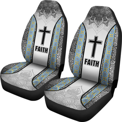 Jesus Cross And Faith Custom Mandala Flower Geometric Car Seat Covers 211305 - YourCarButBetter