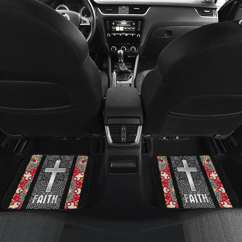 Jesus Cross And Faith Hope Love Mandala Flower Car Floor Mats 211305 - YourCarButBetter