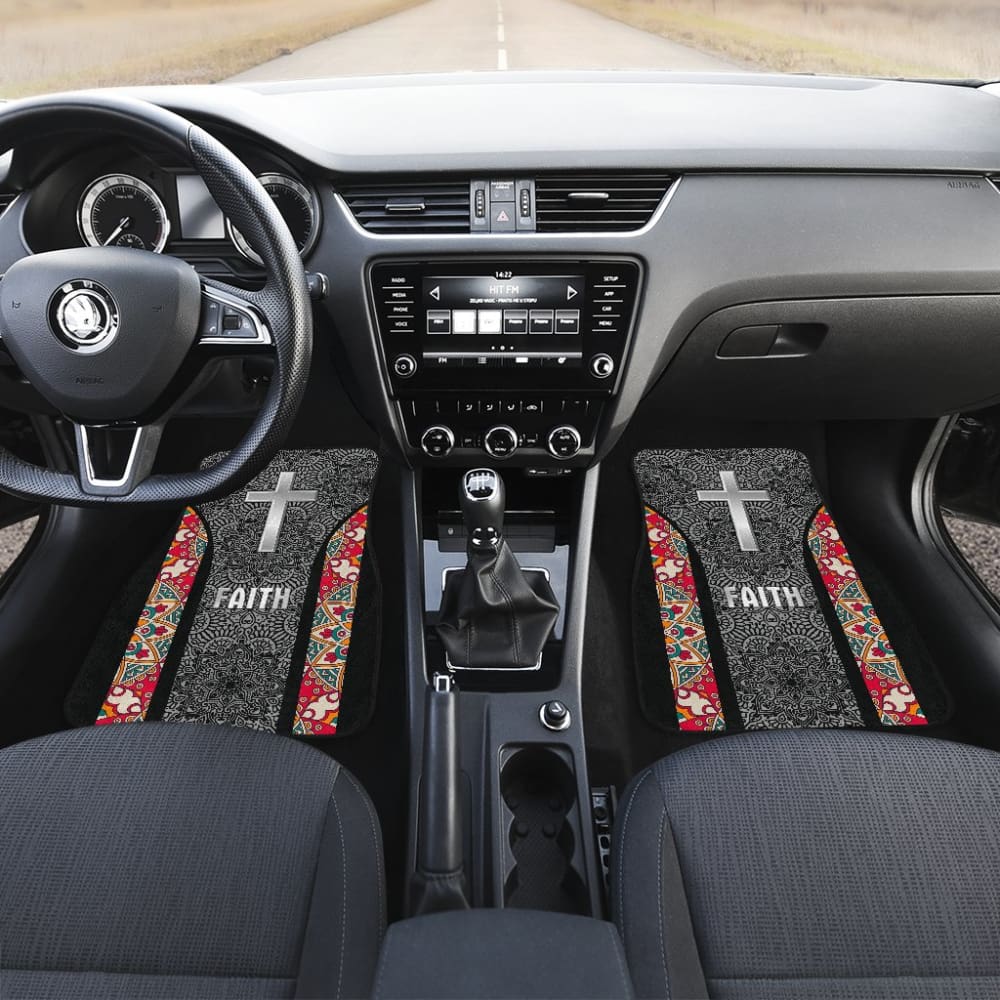 Jesus Cross And Faith Hope Love Mandala Flower Car Floor Mats 211305 - YourCarButBetter