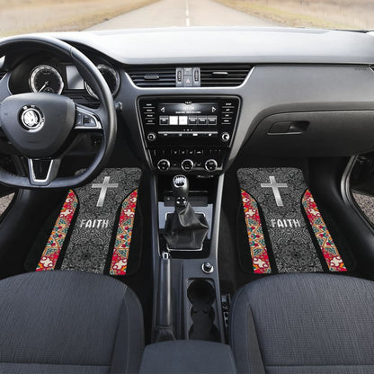 Jesus Cross And Faith Hope Love Mandala Flower Car Floor Mats 211305 - YourCarButBetter