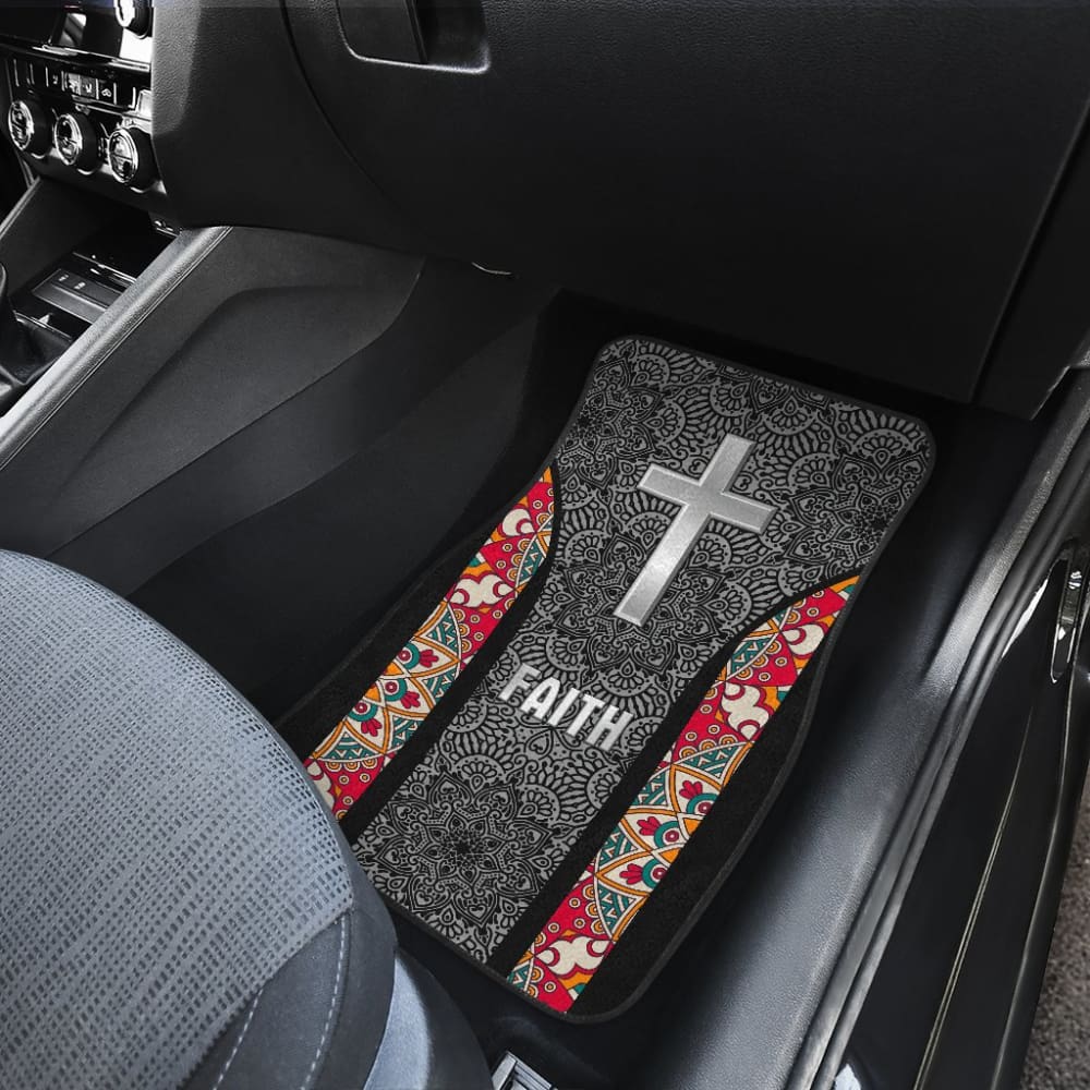 Jesus Cross And Faith Hope Love Mandala Flower Car Floor Mats 211305 - YourCarButBetter