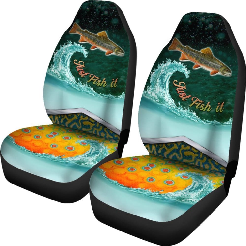 Just Fish It Brook Trout Fishing Car Seat Covers 182417 - YourCarButBetter