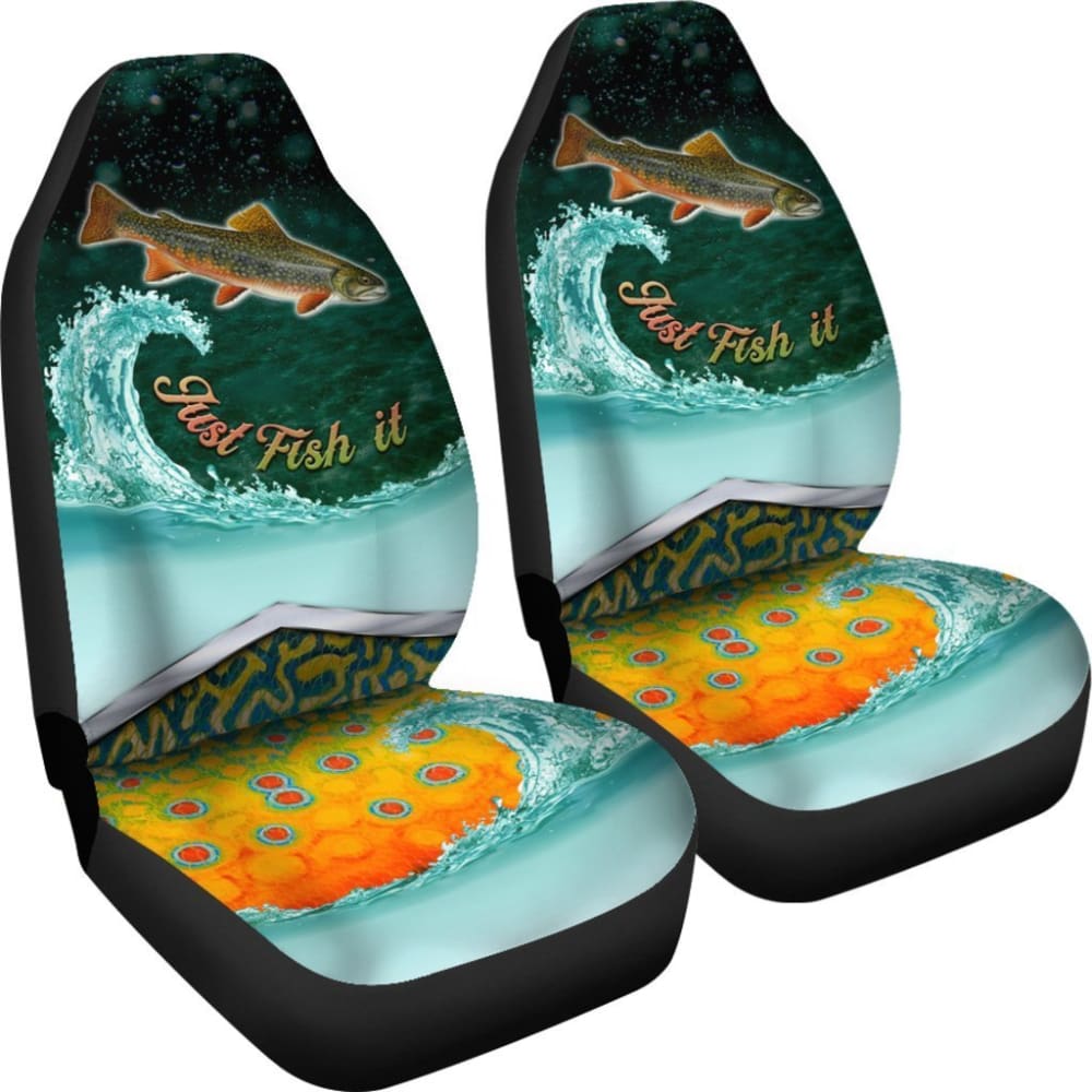 Just Fish It Brook Trout Fishing Car Seat Covers 182417 - YourCarButBetter