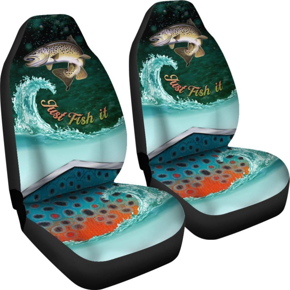Just Fish It Brown Trout Fishing Car Seat Covers 182417 - YourCarButBetter