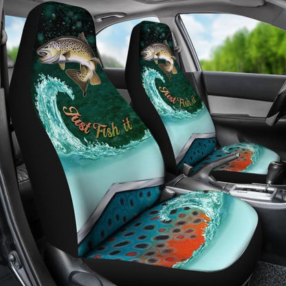 Just Fish It Brown Trout Fishing Car Seat Covers 182417 - YourCarButBetter