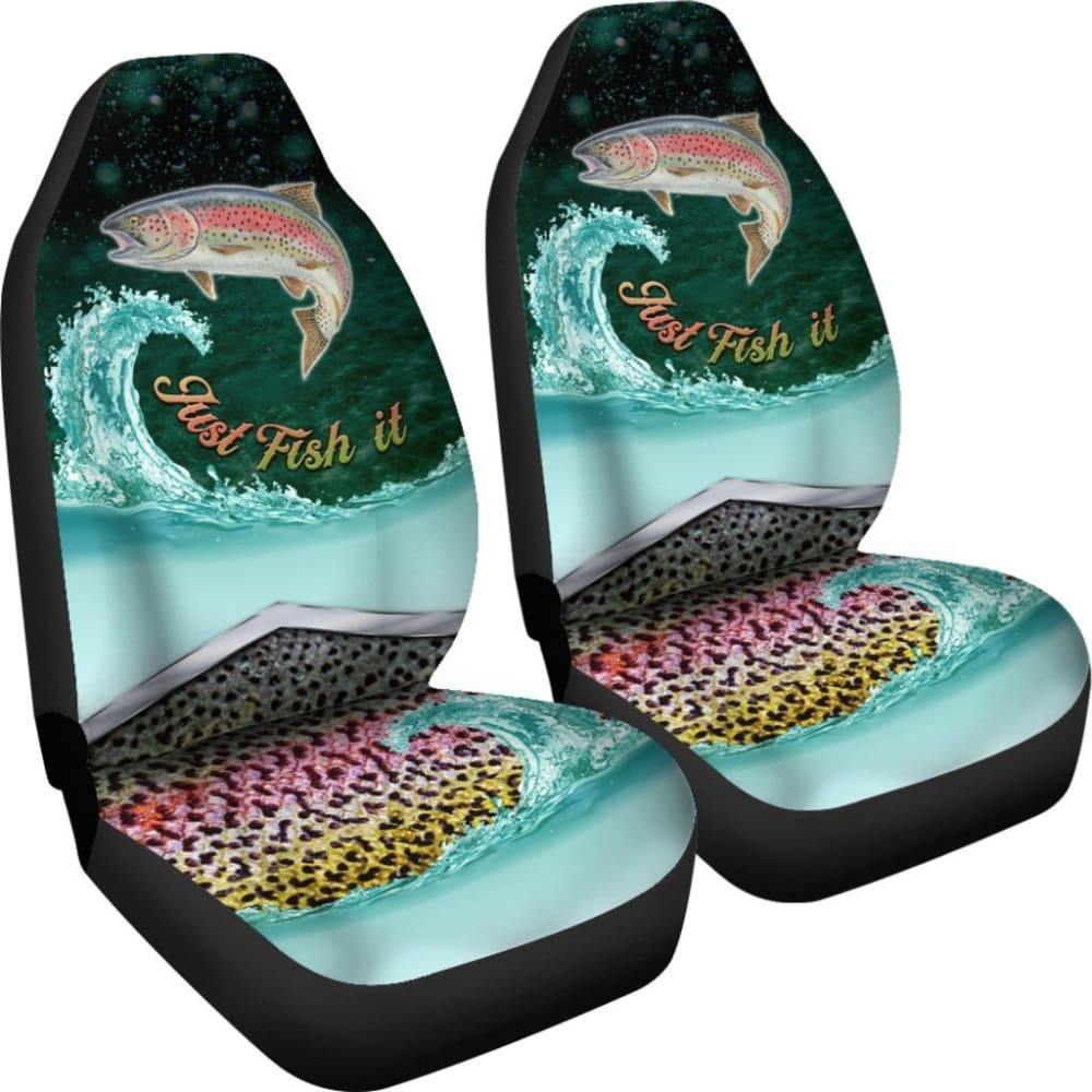 Just Fish It Rainbow Trout Fishing Car Seat Covers 182417 - YourCarButBetter