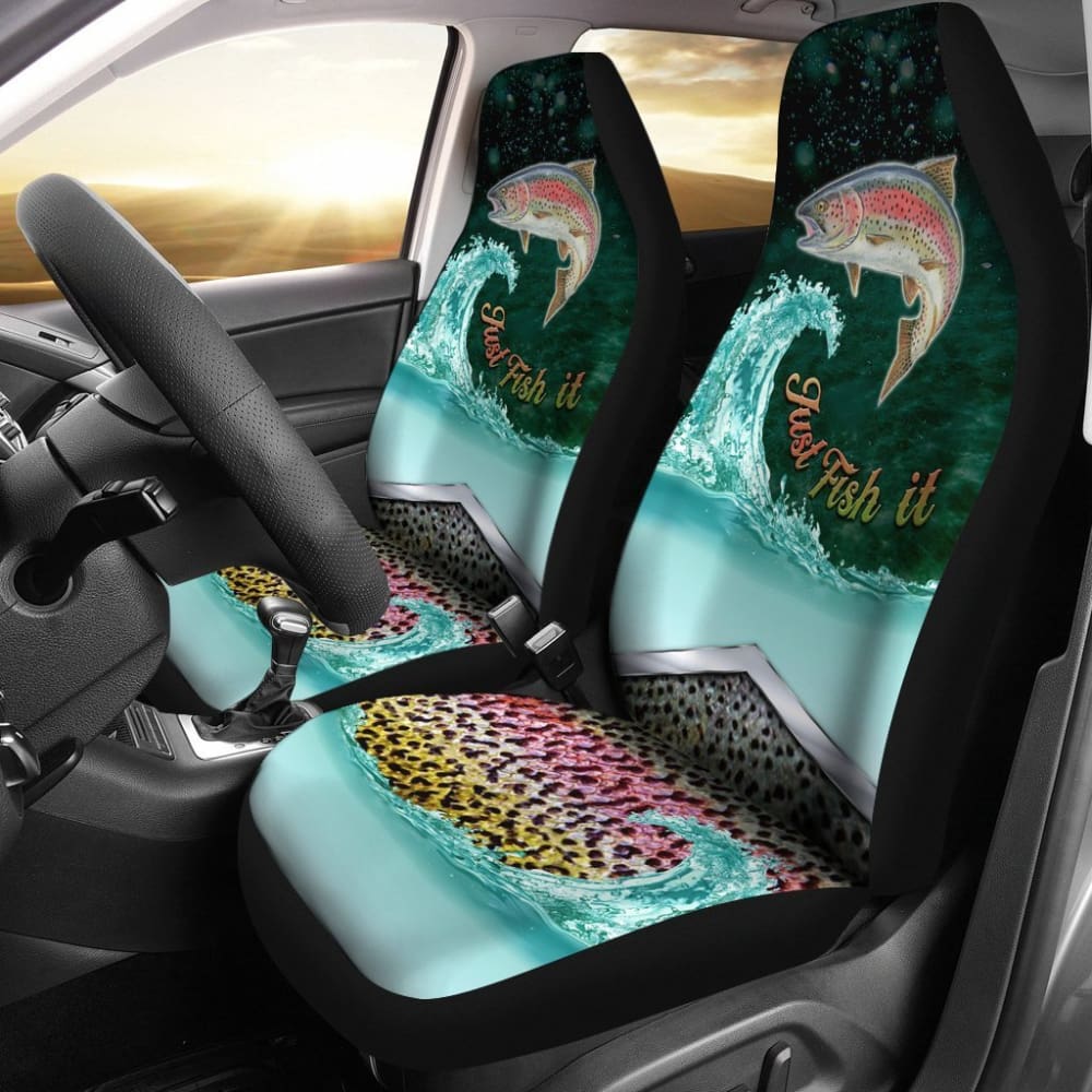 Just Fish It Rainbow Trout Fishing Car Seat Covers 182417 - YourCarButBetter