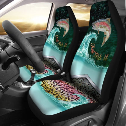 Just Fish It Rainbow Trout Fishing Car Seat Covers 182417 - YourCarButBetter