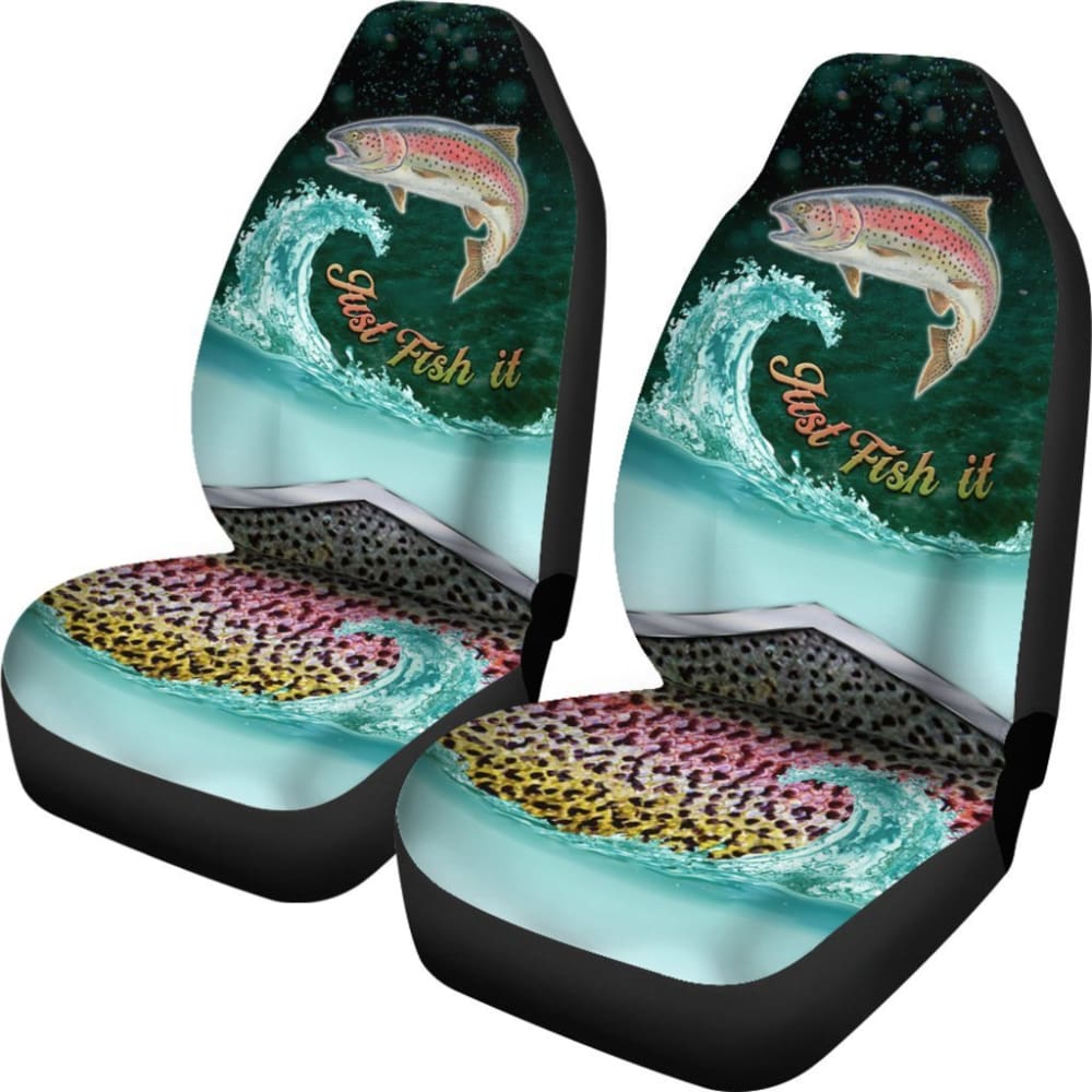 Just Fish It Rainbow Trout Fishing Car Seat Covers 182417 - YourCarButBetter