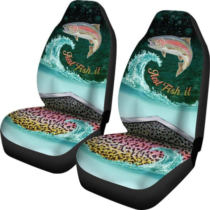 Just Fish It Rainbow Trout Fishing Car Seat Covers 182417 - YourCarButBetter