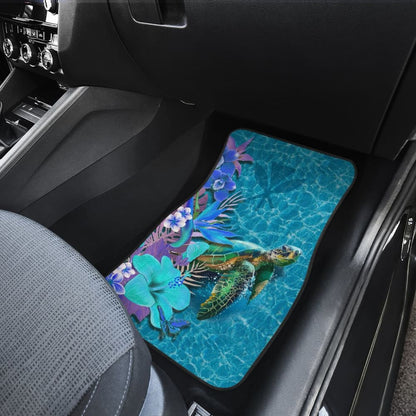 Kanaka Maoli Blue Turtle Hibiscus Car Floor Mats 210803 - YourCarButBetter