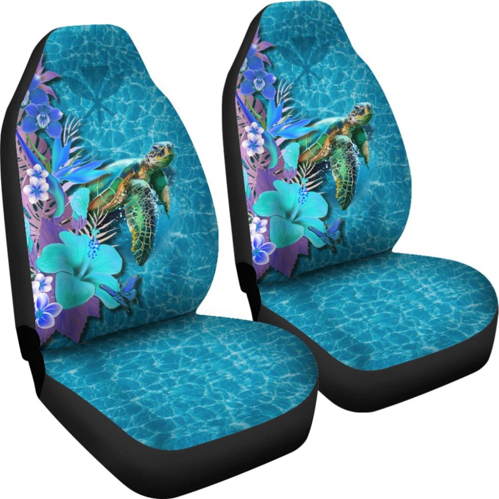 Kanaka Maoli Blue Turtle Hibiscus Car Seat Covers 210803 - YourCarButBetter