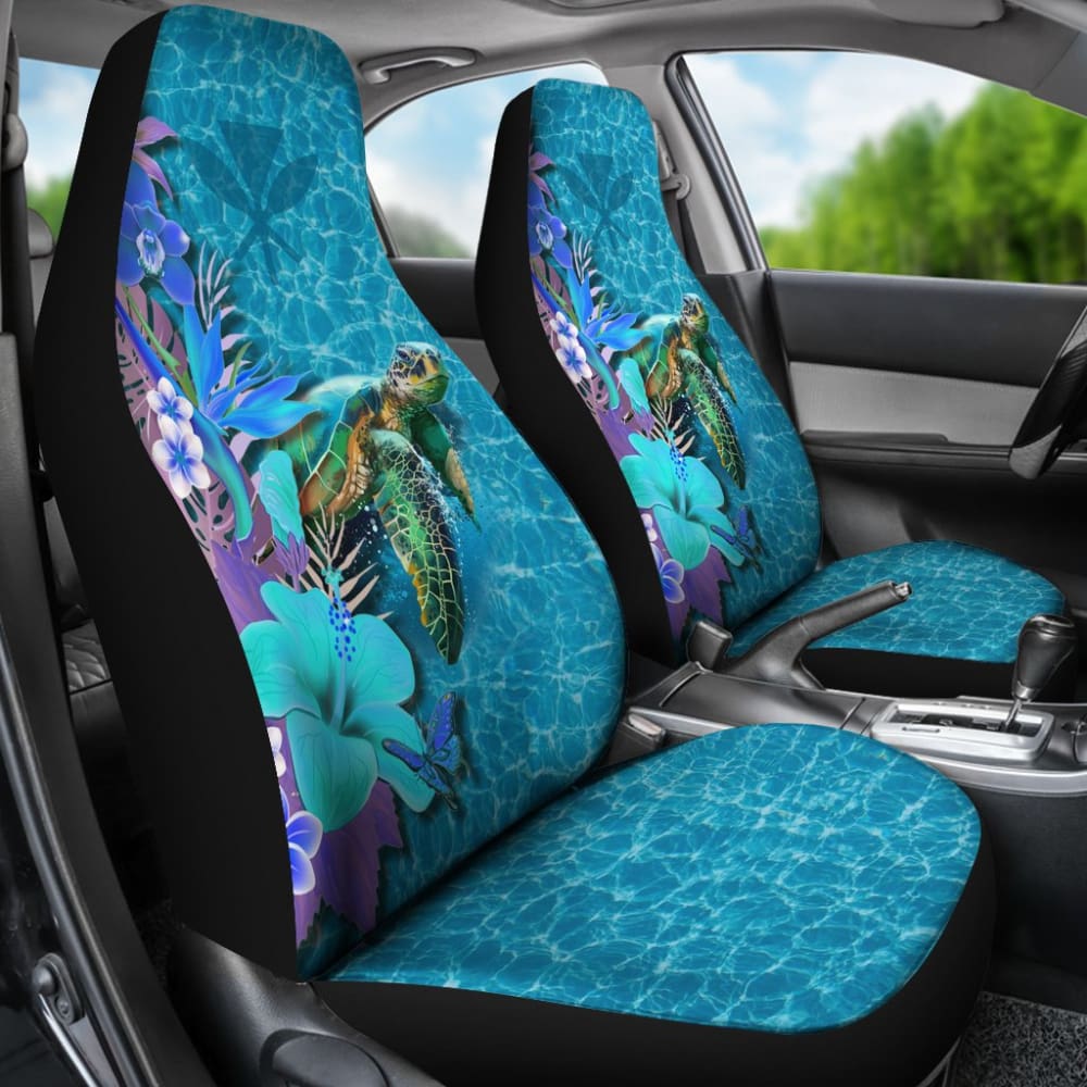 Kanaka Maoli Blue Turtle Hibiscus Car Seat Covers 210803 - YourCarButBetter