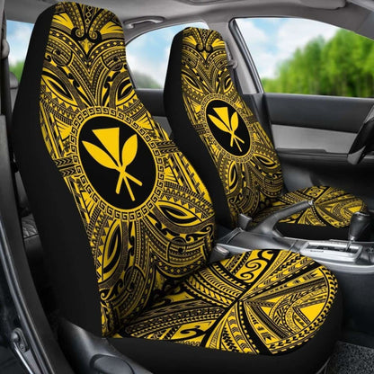 Kanaka Maoli Car Seat Cover - Kanaka Maoli Coat Of Arms Polynesian Gold Black 10 110728 - YourCarButBetter