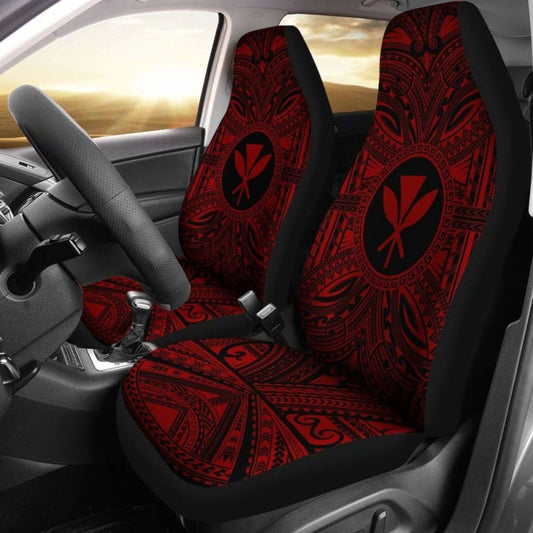 Kanaka Maoli Car Seat Cover - Kanaka Maoli Coat Of Arms Polynesian Red Black 105905 - YourCarButBetter