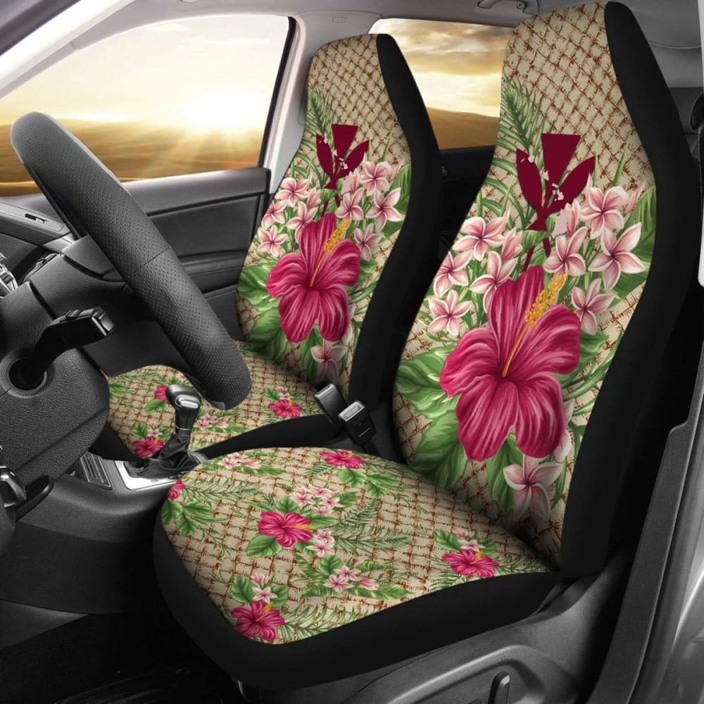 Kanaka Maoli (Hawaiian) Car Seat Covers - Lauhala Hibiscus And Plumeria 232125 - YourCarButBetter