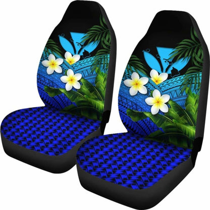 Kanaka Maoli (Hawaiian) Car Seat Covers Polynesian Plumeria Banana Leaves Blue 2 174914 - YourCarButBetter