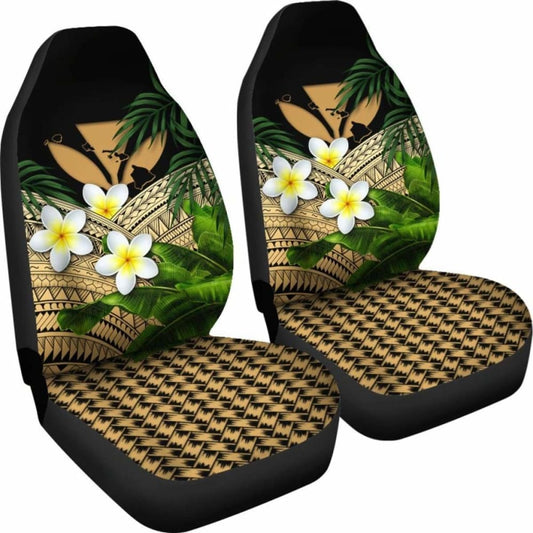 Kanaka Maoli (Hawaiian) Car Seat Covers Polynesian Plumeria Banana Leaves Gold 2 174914 - YourCarButBetter