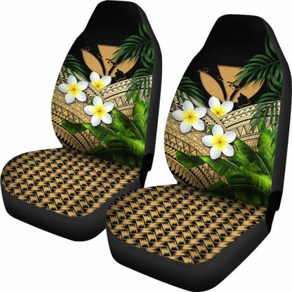 Kanaka Maoli (Hawaiian) Car Seat Covers Polynesian Plumeria Banana Leaves Gold 2 174914 - YourCarButBetter