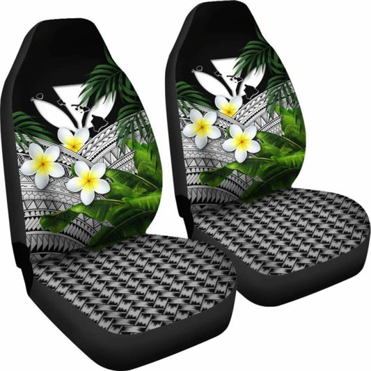 Kanaka Maoli (Hawaiian) Car Seat Covers Polynesian Plumeria Banana Leaves Gray 2 174914 - YourCarButBetter