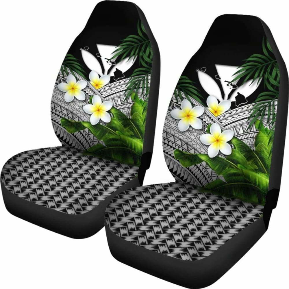 Kanaka Maoli (Hawaiian) Car Seat Covers Polynesian Plumeria Banana Leaves Gray 2 174914 - YourCarButBetter