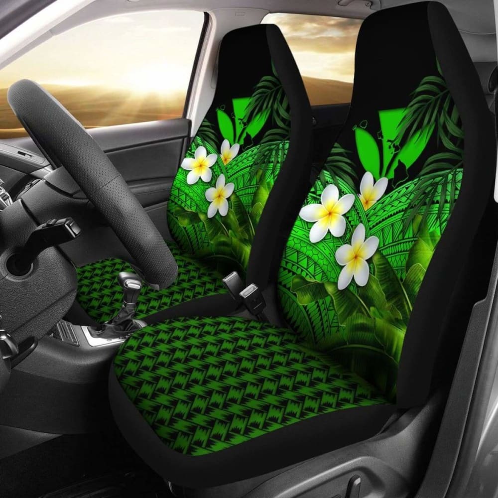 Kanaka Maoli (Hawaiian) Car Seat Covers Polynesian Plumeria Banana Leaves Green 2 174914 - YourCarButBetter
