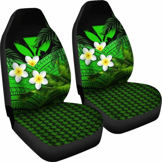 Kanaka Maoli (Hawaiian) Car Seat Covers Polynesian Plumeria Banana Leaves Green 2 174914 - YourCarButBetter
